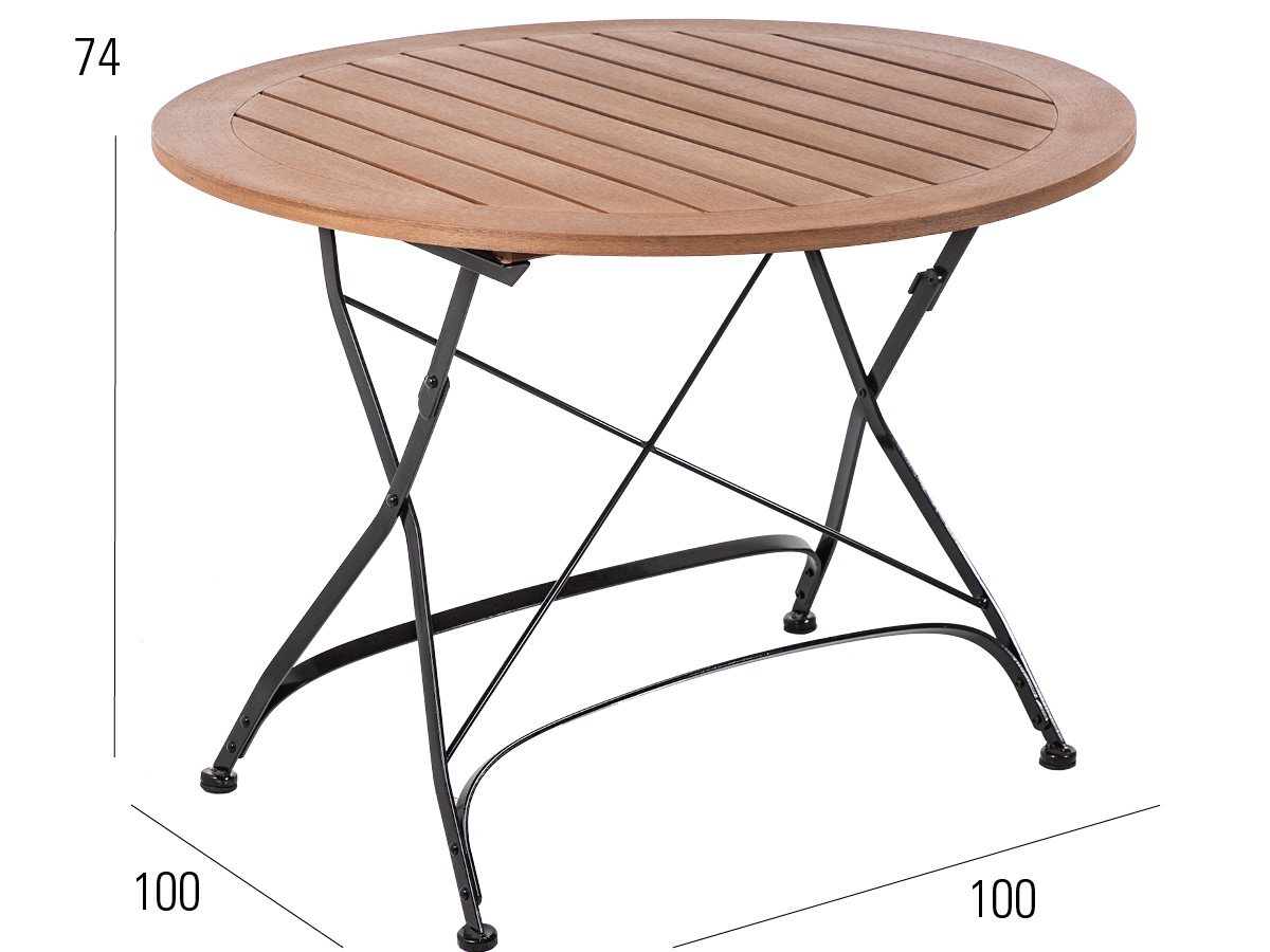 Table Brazil Burma Top Slatted, Foldable Round Table Top